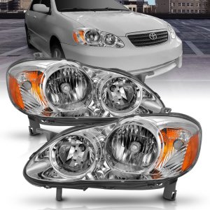 Toyota Corolla Crystal Headlights - ANZO - For Use w/Non HID Models Only, Clear Lens, Chrome Housing - Chrome Amber - `05-`08