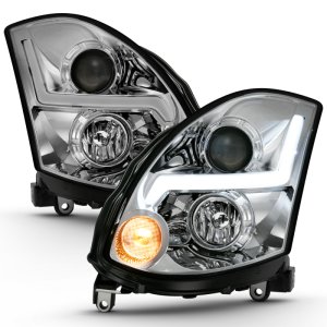 Infiniti G35 Headlight Set - ANZO - Projector Headlight Plank Style - Black - `03-`07