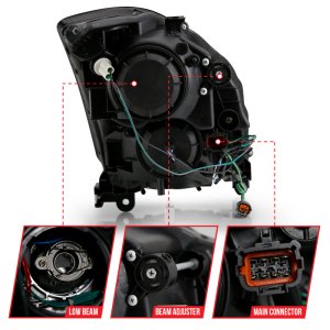 Infiniti G35 Headlight Set - ANZO - Projector Headlight Plank Style - Black - `03-`07