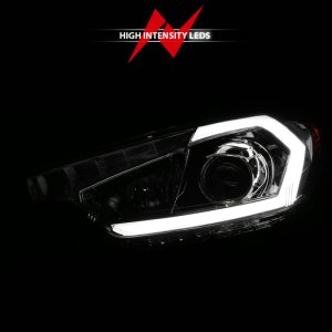 Kia Forte Headlight Set - ANZO - Projector w/ Light Bar - Chrome - `14-`16