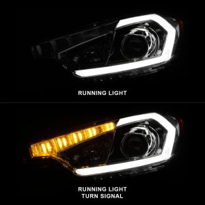 Kia Forte Headlight Set - ANZO - Projector w/ Light Bar - Chrome - `14-`16
