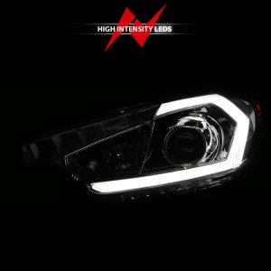 Kia Forte Headlight Set - ANZO - Projector w/ Light Bar - Chrome - `14-`16