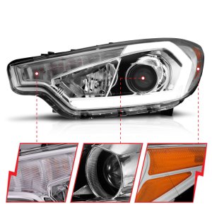 Kia Forte Headlight Set - ANZO - Projector w/ Light Bar - Chrome - `14-`16