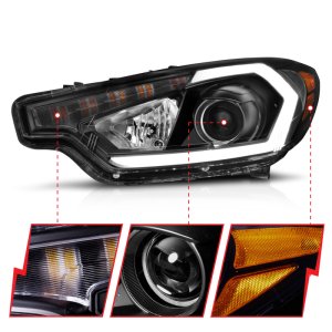 Kia Forte Projector Headlights - ANZO - Light Bar w/ DRL - Black - `14-`16