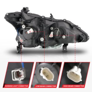 Nissan Altima LED/Projector Headlights - ANZO - w/ Light Bar - Black - `13-`15