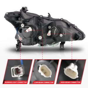 Nissan Altima LED/Projector Headlights - ANZO - w/ Light Bar - Black - `13-`15