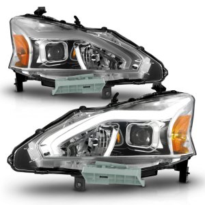 Nissan Altima Headlights - ANZO - Projector w/ Light Bar - Chrome - `13-`15 Nissan Altima Headlights - ANZO - Projector w/ Light Bar - Chrome - `13-`15
