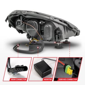 Chevrolet Corvette Projector Headlights - ANZO - Plank Style LED w/Switchback+Sequential - Black Amber - `05-`13