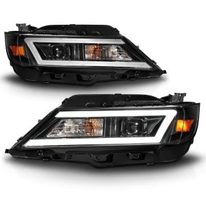 Chevrolet Impala LED/Projector Headlights - ANZO - Square Projector LED Bar w/ Plank Style Design - Black - `14-`20