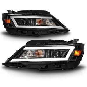 Chevrolet Impala LED/Projector Headlights - ANZO - Square Projector LED Bar w/ Plank Style Design - Black - `14-`20