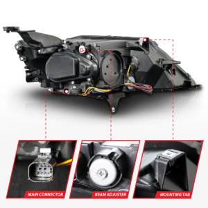 Chevrolet Impala LED/Projector Headlights - ANZO - Square Projector LED Bar w/ Plank Style Design - Black - `14-`20