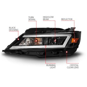 Chevrolet Impala LED/Projector Headlights - ANZO - Square Projector LED Bar w/ Plank Style Design - Black - `14-`20