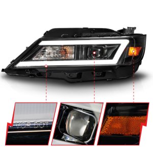 Chevrolet Impala LED/Projector Headlights - ANZO - Square Projector LED Bar w/ Plank Style Design - Black - `14-`20