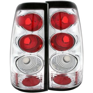 Chevrolet Silverado 1500 Taillights - Rear - ANZO - Clear Lens, Chrome Housing - Chrome - `99-`02