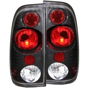 Ford F-150 Taillights - Rear - ANZO - Clear/Red Lens, Carbon Housing - `97-`03