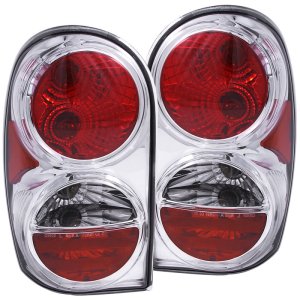 Jeep Liberty Taillights - ANZO - Clear Lens, Chrome Housing - Chrome - `02-`07