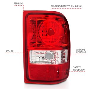Ford Ranger Taillights - ANZO - OE Replacement - Red/Clear - `01-`11 Ford Ranger Taillights - ANZO - OE Replacement - Red/Clear - `01-`11