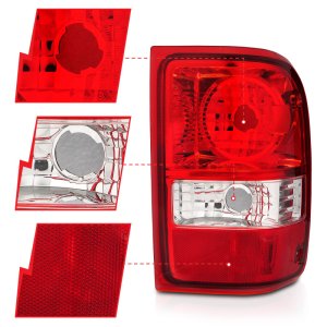 Ford Ranger Taillights - ANZO - OE Replacement - Red/Clear - `01-`11 Ford Ranger Taillights - ANZO - OE Replacement - Red/Clear - `01-`11