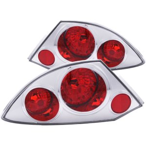 Mitsubishi Eclipse Taillights - Rear - ANZO - Clear Lens, Chrome Housing, Pair - Chrome - `00-`05
