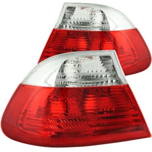 BMW 3 Series Taillights - Rear - ANZO - Red/Clear - `00-`03