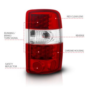 Chevrolet Suburban Tail Lights - ANZO - LED - Red/Clear - `00-`06