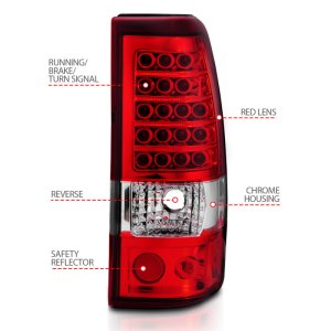 Chevrolet Silverado 1500 LED Taillights - Rear - ANZO - Red/Clear - `03-`06