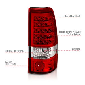 Chevrolet Silverado 1500 Taillights - Rear - ANZO - LED - Red/Clear - `99-`07