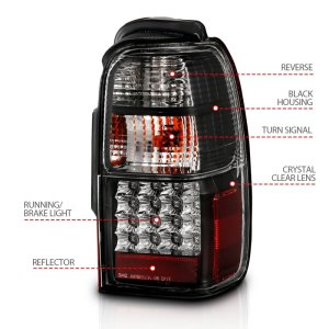 Toyota 4Runner LED Taillights - Rear - ANZO - Clear Lens, Black Housing - Black - `01-`02