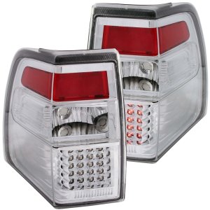 Ford Expedition LED Taillights - ANZO - Clear Lens, Chrome Housing - Chrome - `07-`14