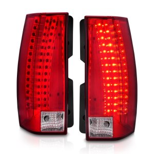 Chevrolet Suburban LED Taillight Set - Rear - ANZO - Escalade Look - Red/Clear - `07-`14