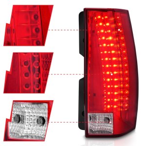 Chevrolet Suburban LED Taillight Set - Rear - ANZO - Escalade Look - Red/Clear - `07-`14