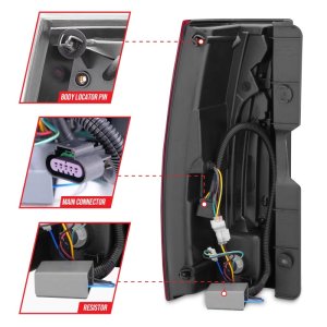 Chevrolet Suburban LED Taillight Set - Rear - ANZO - Escalade Look - Red/Clear - `07-`14