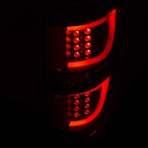 Ford F-150 LED Taillights - ANZO - Red/Clear Lens; Black Housing - Black - `09-`13