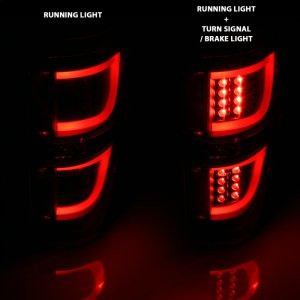 Ford F-150 LED Taillights - ANZO - Red/Clear Lens; Black Housing - Black - `09-`13