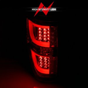 Ford F-150 LED Taillights - ANZO - Red/Clear Lens; Black Housing - Black - `09-`13