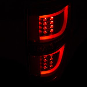 Ford F-150 LED Taillights - ANZO - Red/Clear Lens; Black Housing - Black - `09-`13