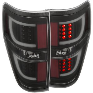 Ford F-150 LED Taillights - ANZO - Red/Clear Lens; Black Housing - Black - `09-`13