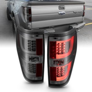 Ford F-150 LED Taillights - Rear - ANZO - Black Housing - Red/Smoke - `09-`13