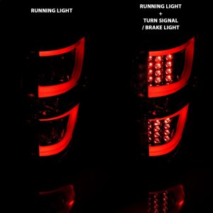 Ford F-150 LED Taillights - Rear - ANZO - Black Housing - Red/Smoke - `09-`13