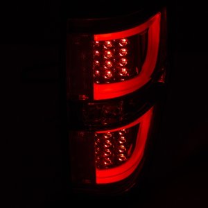Ford F-150 LED Taillights - Rear - ANZO - Chrome Housing - Red/Clear - `09-`13