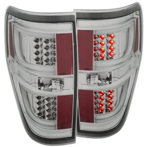 Ford F-150 LED Taillights - Rear - ANZO - Chrome Housing - Red/Clear - `09-`13