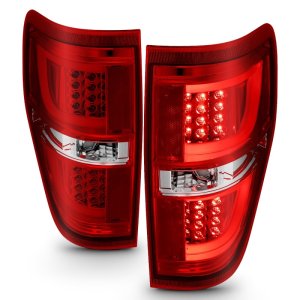 Ford F-150 LED Taillights - Rear - ANZO - Chrome Housing - Red/Clear - `09-`13