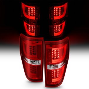 Ford F-150 LED Taillights - Rear - ANZO - Chrome Housing - Red/Clear - `09-`13