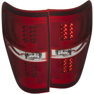 Ford F-150 LED Taillights - Rear - ANZO - Chrome Housing - Red/Clear - `09-`13