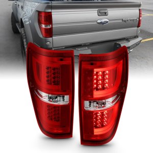 Ford F-150 LED Taillights - Rear - ANZO - Chrome Housing - Red/Clear - `09-`13
