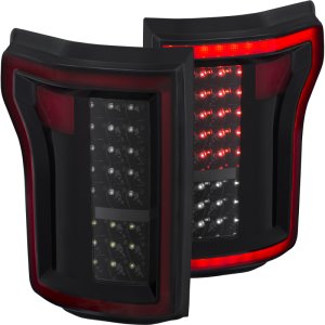 Ford F-150 LED Taillights - Rear - ANZO - Clear Lens, Black Housing - Black - `15-`16