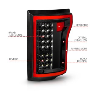 Ford F-150 LED Taillights - Rear - ANZO - Clear Lens, Black Housing - Black - `15-`16