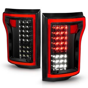 Ford F-150 LED Taillights - Rear - ANZO - Clear Lens, Black Housing - Black - `15-`16