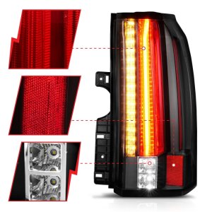 GMC Yukon LED Taillights - ANZO - Clear Lens, Black Housing, LED - Black - `15-`17