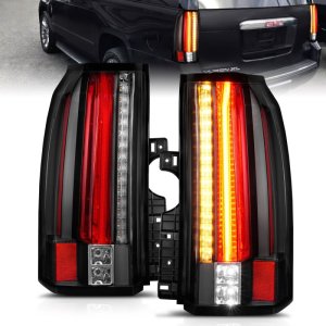 GMC Yukon LED Taillights - ANZO - Clear Lens, Black Housing, LED - Black - `15-`17